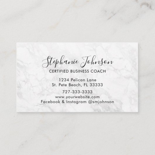 あなたのロゴバラ金ゴールドピンクグリッターホワイトマーブル 名刺 (裏面)