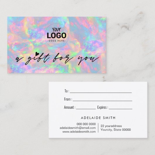 あなたのロゴパステルopalテクスチャギフト証明書 名刺 (正面/裏面)