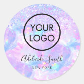 あなたのロゴパープルオパールクラシックラウンドステッカー ラウンドシール (正面)