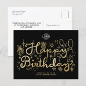 あなたのロゴビジネスおもしろいドードル金ゴールドハッピーバースデー シーズンポストカード (正面/裏面)