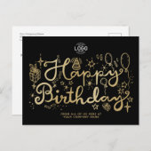 あなたのロゴビジネスおもしろいドードル金ゴールドハッピーバースデー シーズンポストカード (正面/裏面)