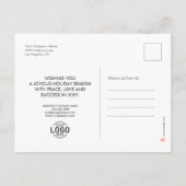 あなたのロゴビジネス金ゴールドハッピー文字ホリデーズホワイト シーズンポストカード (裏面)