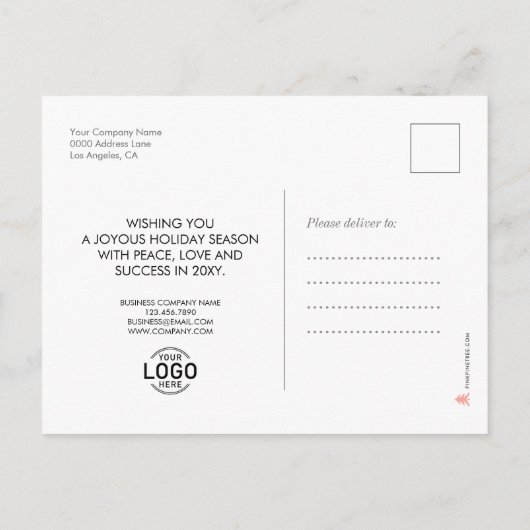 あなたのロゴビジネス金ゴールドハッピー文字ホリデーズホワイト シーズンポストカード (裏面)
