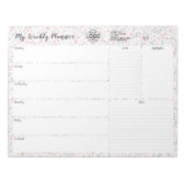 あなたのロゴピンクのフローラ未使用週のプランナー ノートパッド (正面)