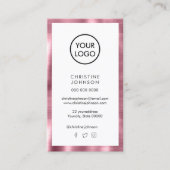 あなたのロゴピンクフェイクメタリック縁ど名刺 名刺 (正面)