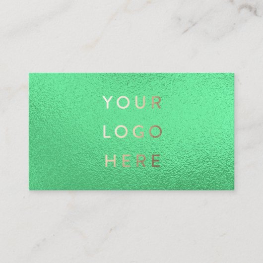 あなたのロゴフェイクライトグリーンフォイルモダンビジネス 名刺 (正面)