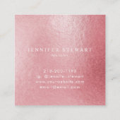 あなたのロゴフェイクライトピンクフォイルモダンビジネス スクエア名刺 (裏面)