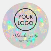 あなたのロゴフェイク虹色オパール ラウンドシール (正面)