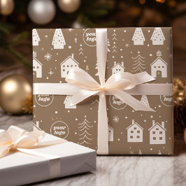 あなたのロゴブラウンクラフトクリスマス ラッピングペーパー