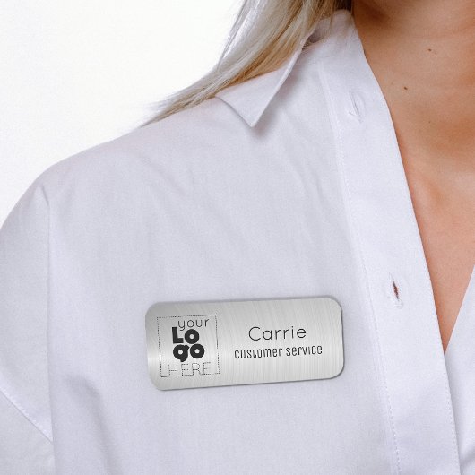 あなたのロゴブラシ付きラジアルメタリック銀名タグ 名札