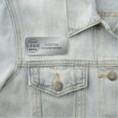 あなたのロゴブラシ付きラジアルメタリック銀名タグ 名札 (インサイチュ)