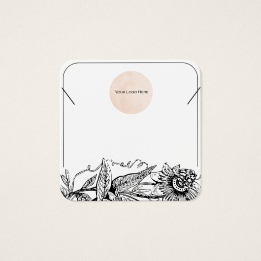 あなたのロゴブラック&ホワイトラウンドネックレスディスプレイカード (正面)