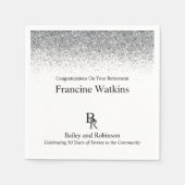 あなたのロゴプロフェッショナルリタイアシルバーグリッター スタンダードカクテルナプキン (正面)