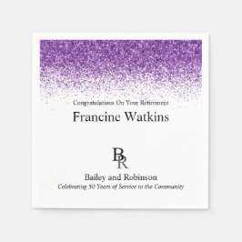 あなたのロゴプロフェッショナルリタイアパープルグリッター スタンダードカクテルナプキン