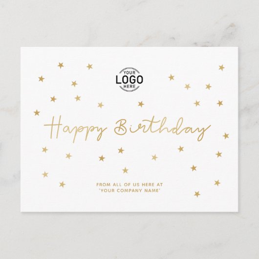 あなたのロゴミニマリストスターズのビジネスハッピーバースデー シーズンポストカード (正面)