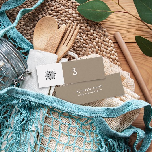 あなたのロゴミニマリストベージュタンホワイトプライスラベル