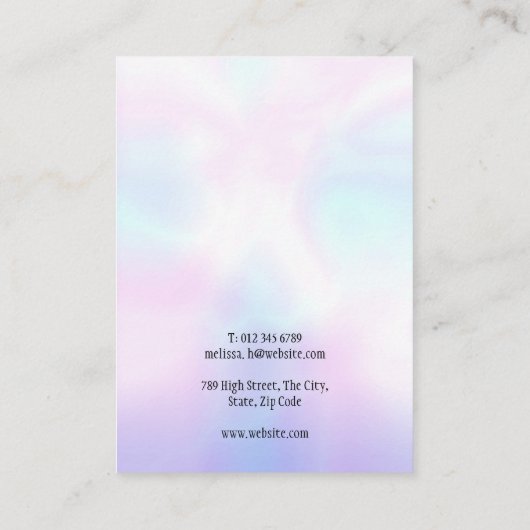 あなたのロゴモダンホログラフィックイヤリングディスプレイカード 名刺 (裏面)