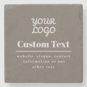 あなたのロゴモダンレトロモダン – ベージュ&ライトグレー ストーンコースター (正面)