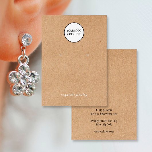 あなたのロゴモダンKraft Earring素朴ディスプレイカード 名刺
