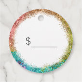 あなたのロゴレインボーグリッターメタリック価格ラベル フェイバータグ (裏面)