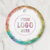 あなたのロゴレインボーグリッターメタリック価格ラベル フェイバータグ (正面)