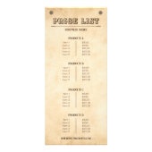 あなたのロゴ国の価格表を西ブラウン ラックカード (裏面)