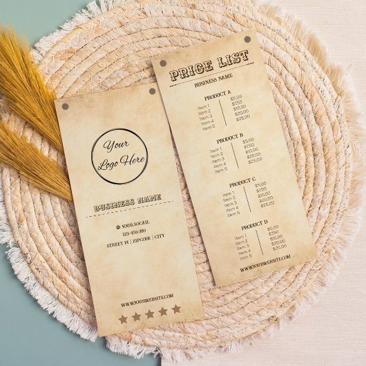 あなたのロゴ国の価格表を西ブラウン ラックカード