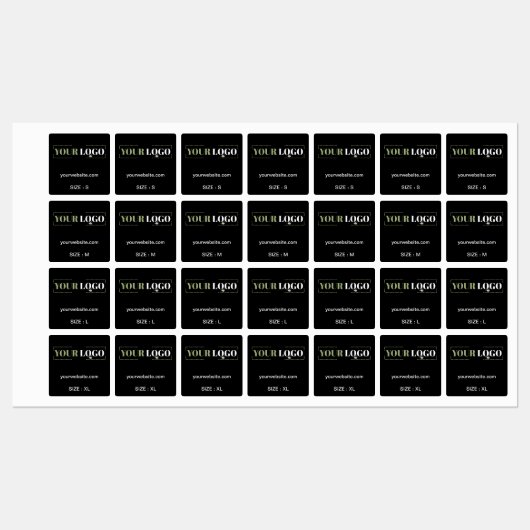 あなたのロゴ文字ウェブサイトのサイズ服ブラックガーメント ラベル (シート)