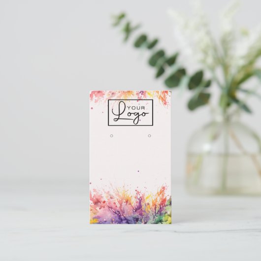 あなたのロゴ明るいイヤリングカードソーシャルメディアQRコード 名刺 (スタンド正面)