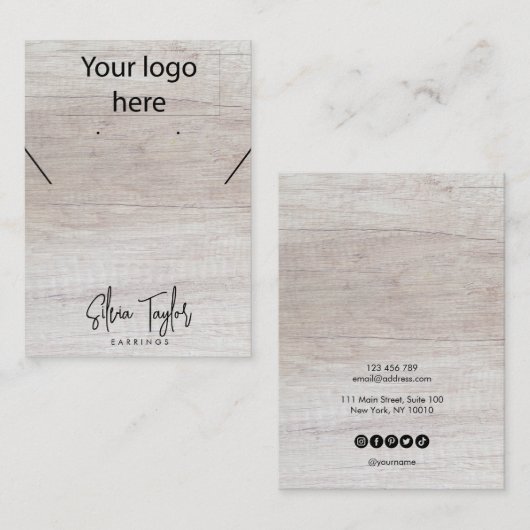 あなたのロゴ木製ネックレスイヤリングディスプレイカード 名刺 (正面/裏面)