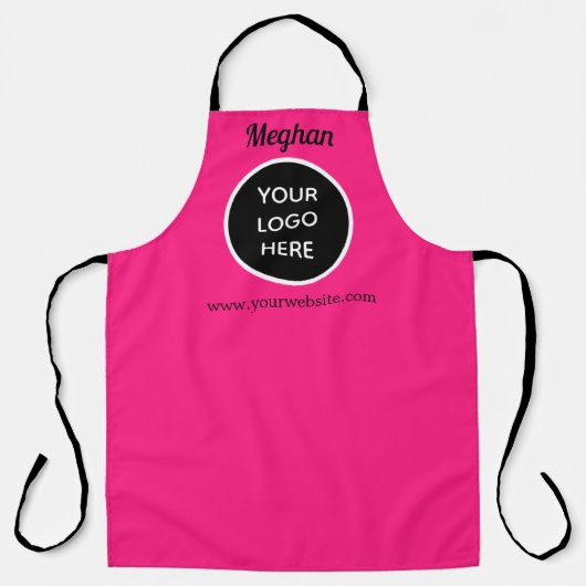 あなたのロゴ熱いピンクエレガントイエロービジネス エプロン (正面)