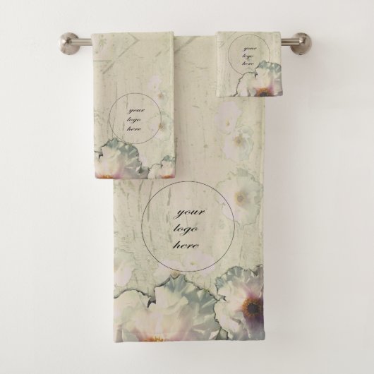 あなたのロゴ素朴チャームツリー牡丹 バスタオルセット (インサイチュ)