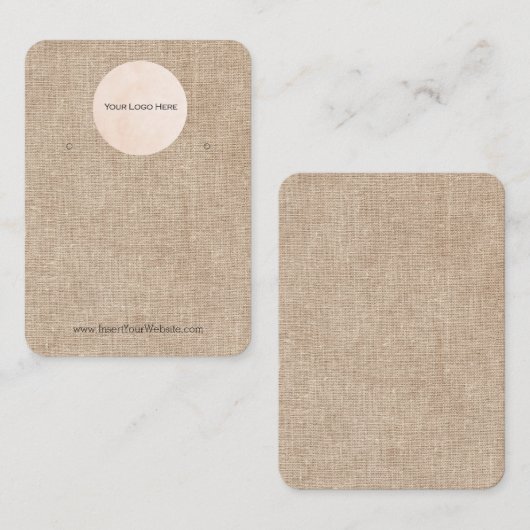 あなたのロゴ素朴Burlap Shabby Earringディスプレイ 名刺 (正面/裏面)