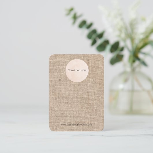 あなたのロゴ素朴Burlap Shabby Earringディスプレイ 名刺 (スタンド正面)