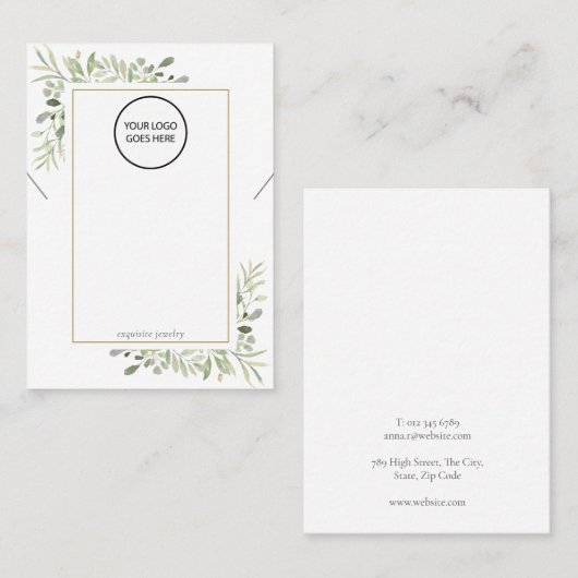 あなたのロゴ緑のネックレスジュエリーディスプレイカード 名刺 (正面/裏面)