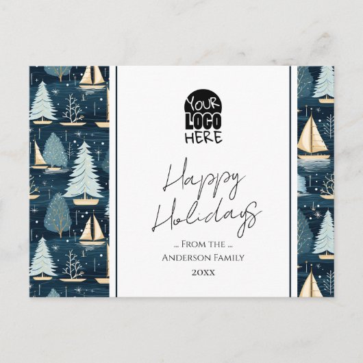 あなたのロゴ航海のクリスマス挨拶 ポストカード (正面)