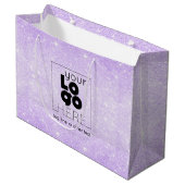 あなたのロゴ薄紫パープルグリッター紙ショッピングバッグ ラージペーパーバッグ (正面アングル)