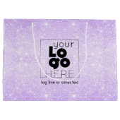 あなたのロゴ薄紫パープルグリッター紙ショッピングバッグ ラージペーパーバッグ (裏面)
