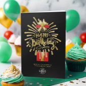 あなたのロゴ赤い金ゴールド花火ブラックグループ誕生日 カード