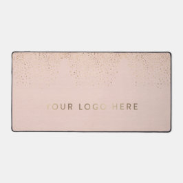 あなたのロゴ赤面ゴールドシンプルフォイルモダンフェミニン デスクマット
