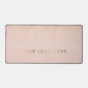 あなたのロゴ赤面ゴールドシンプルフォイルモダンフェミニン デスクマット