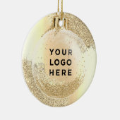 あなたのロゴ金ゴールドグリッタードリップトレンディークリスマスボール セラミックオーナメント (右)