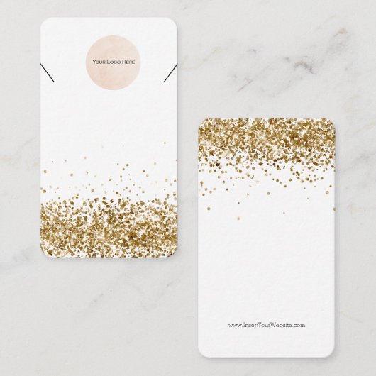 あなたのロゴ金ゴールドグリッターネックレスディスプレイカード 名刺 (正面/裏面)