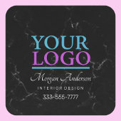 あなたのロゴ、あなたのビジネスを宣伝DIY、黒い大理石 スクエアペーパーコースター