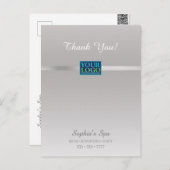 あなたのロゴ、ありがとう、バスプロモーション名、シルバー/ホワイト ポストカード (正面/裏面)