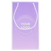 あなたのロゴ | さりげないラベンダーオンブルグラデーション スモールペーパーバッグ (裏面)