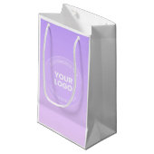 あなたのロゴ | さりげないラベンダーオンブルグラデーション スモールペーパーバッグ (正面アングル)