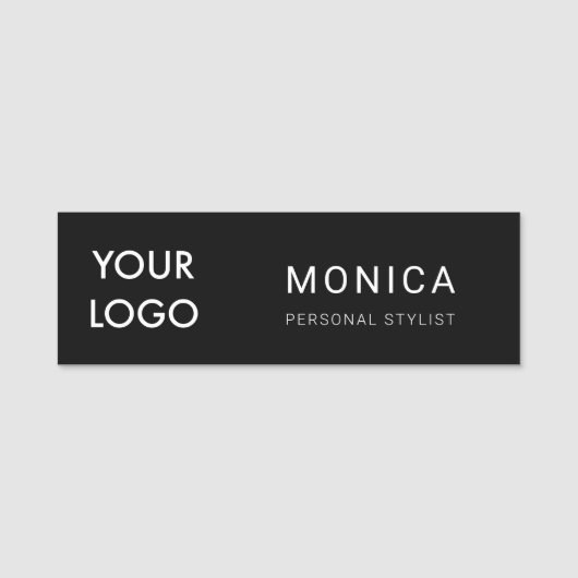 あなたのロゴ|の最小主義の黒を加えて下さい 名札 (正面)