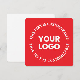 あなたのロゴ/アップロード画像 & 円形テキスト | 赤 ノートカード