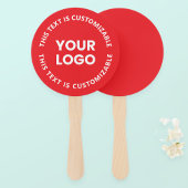 あなたのロゴ/アップロード画像 & 円形テキスト | 赤 ハンドファン